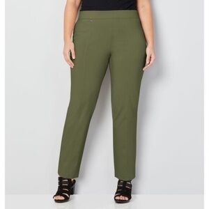 Avenue Super Stretch Pull on Beetle Green Pants Plus  NWT
